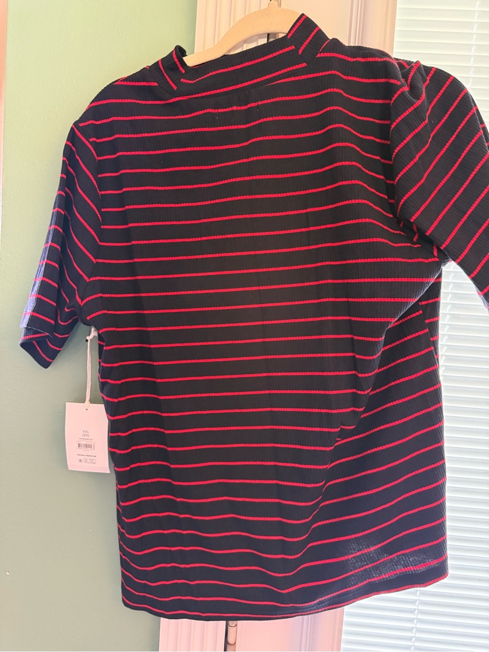 WomanBlue T-Shirt with Red Stripes